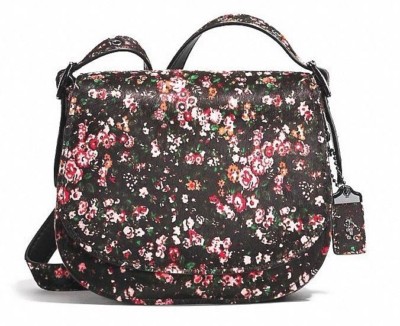 NWT Coach Saddle Bag 23 in Printed Haircalf Mountain Buds Black