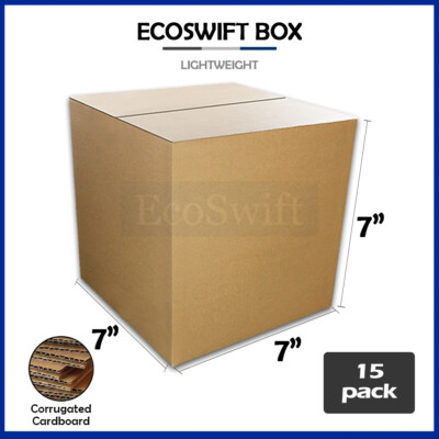 15 Scatole Di Cartone Ondulato EcoSwift, Misure 7x5x3 Pollici, Ideali Per Spedizioni E Traslochi