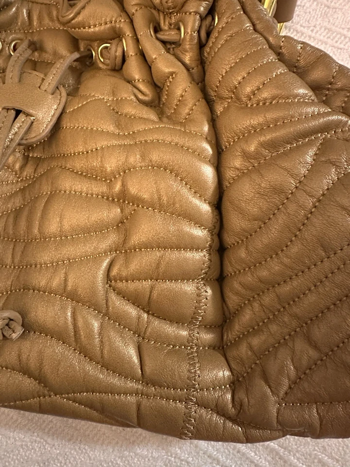 Carlos Falchi Calf Leather Medium Cinch Bag with Gold Accents - Image 4 of 4