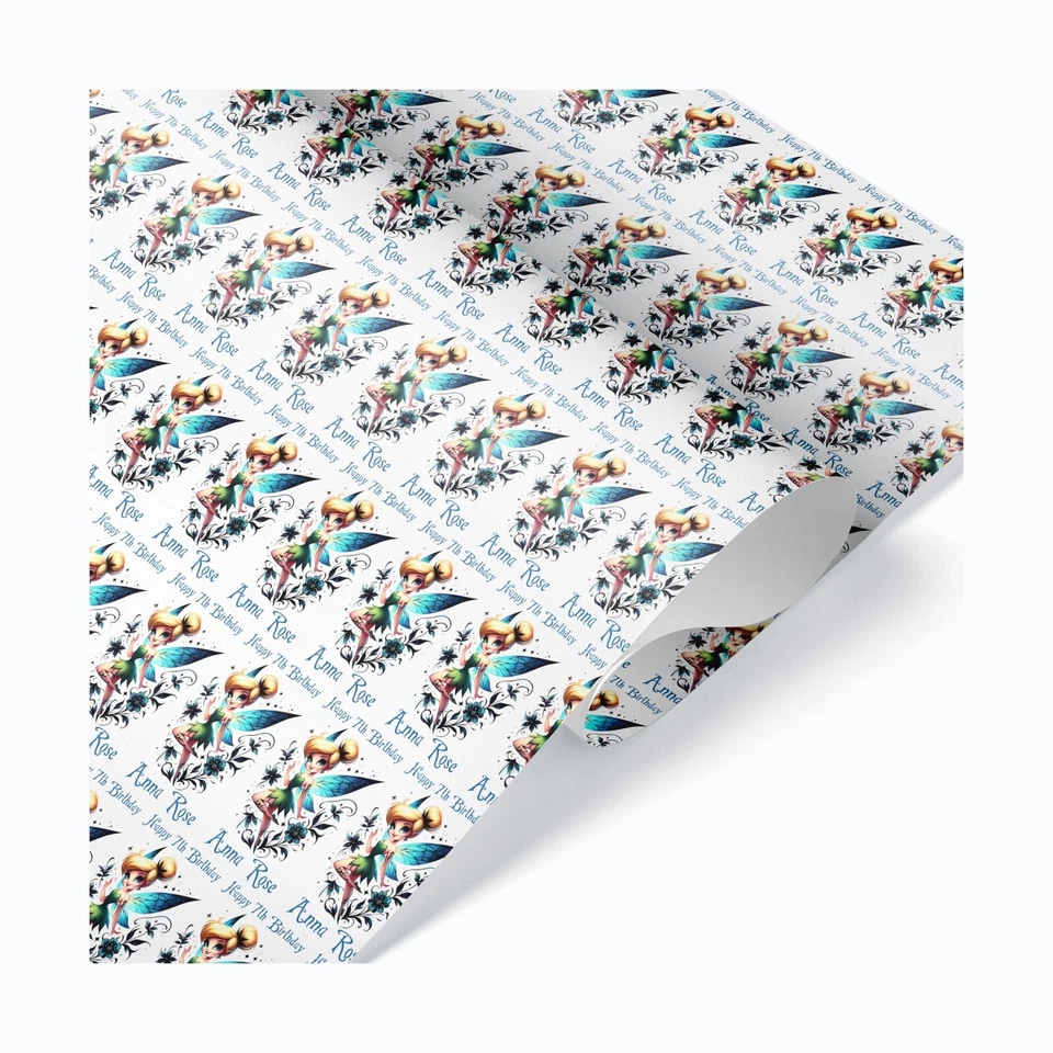 Tinkerbell Personalised Wrapping Paper – Fairy Birthday Gift Wrap for Girls 61cm - Image 2 of 4