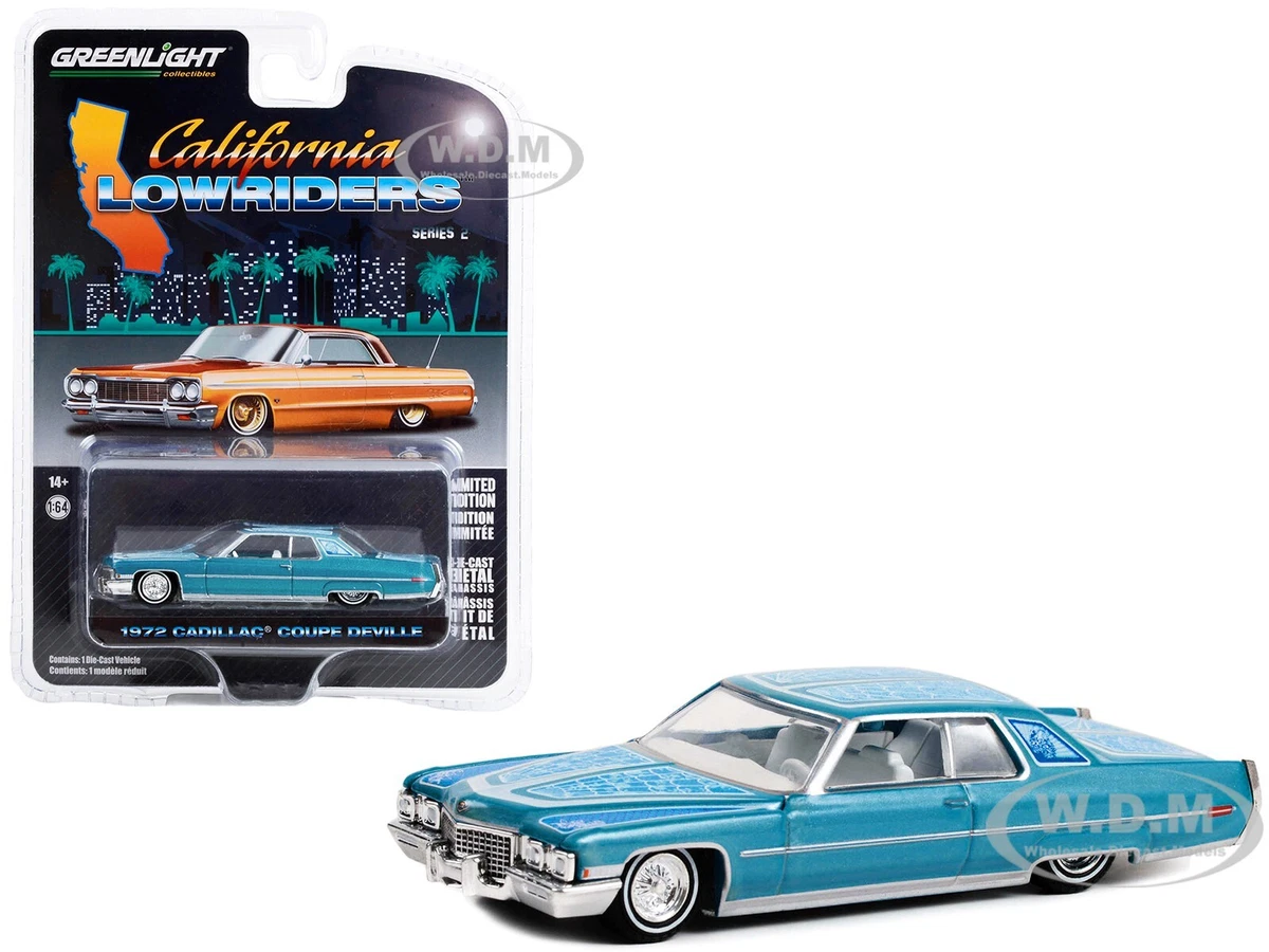 1972 CADILLAC COUPE DEVILLE LOWRIDER LIGHT BLUE 1 64 DIECAST