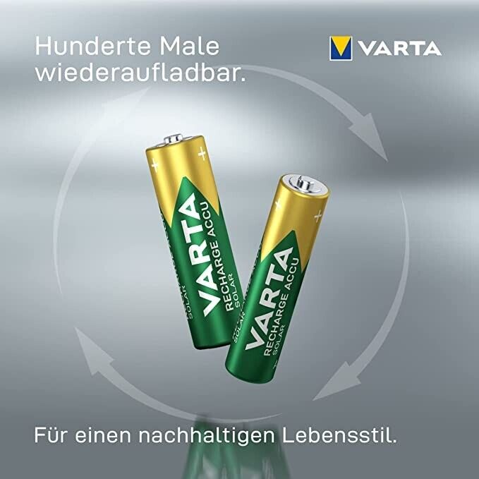 Thumbnail - 2x Power Solar-akkus Varta Aaa Micro 550 Mah Accus Für Lampen Garten