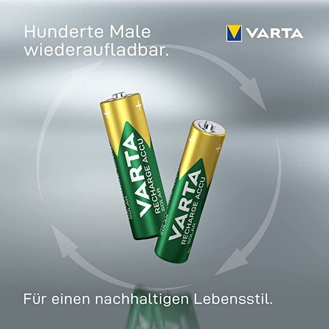 2 x Varta AAA Micro 550mAh Akkus Accus für Solar Lampen Garten Leuchten 2 Stück