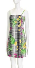 Vintage VERSACE Optical Illusion Art Polka Dot Floral Medusa Mini Dress ~M-L