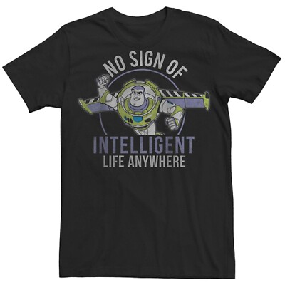 Toy Story Buzz Lightyear No Sign of Intelligent Life Men's Black T-Shirt NEW