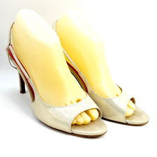 Kate Spade Women Iridescent Platinum Leather Slingback Stiletto Heel Shoes Sz 9B