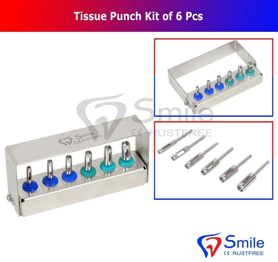 SHANZI Tissue Punch Kit 6 Pcs Dental Implant Surgical Tools Kit With Holder Box CE UK