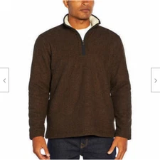 Orvis Mens Fleece Lined Quarter Zip Pullover BROWN SIZE XL
