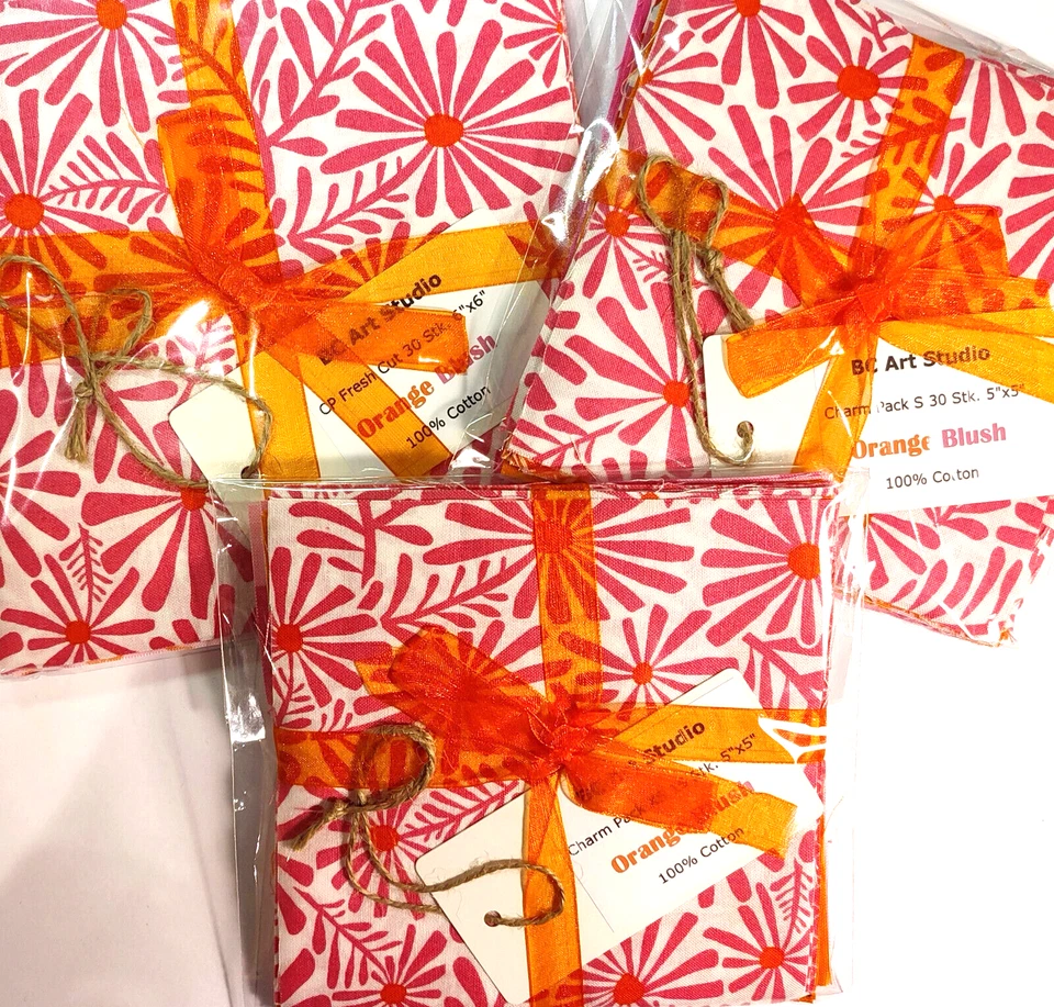 Patchworkstoff Charm Pack 5inch Makower Riley Blake Orange Blush 30Stk 12,7cm - Bild 3 von 4