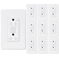 Home Receptacle GFCI GFI Outlet Prevent Shocks Slimmer WR TR White Plate 20 AMP