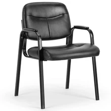 ZUNMOS Waiting Room Office Guest Reception Chair with Fixed PU Leather Padded