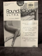 Round the Clock Pantyhose Sheer Control Top Vintage Style 147 Sz: A Black