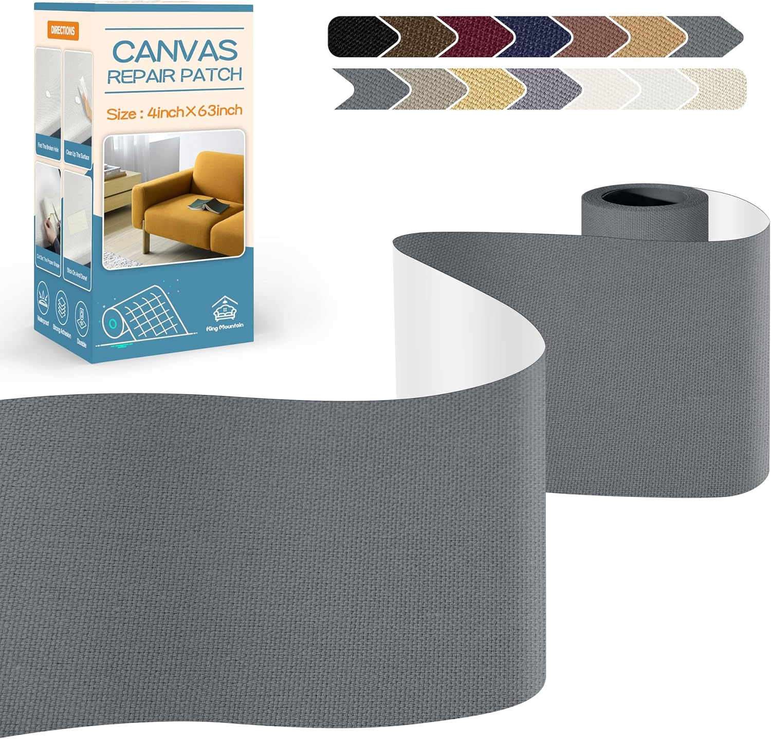 Canvas Repair Tape,Outdoor Gear Patch, 4×63 Inches,Waterproof,Self-Adhesive for