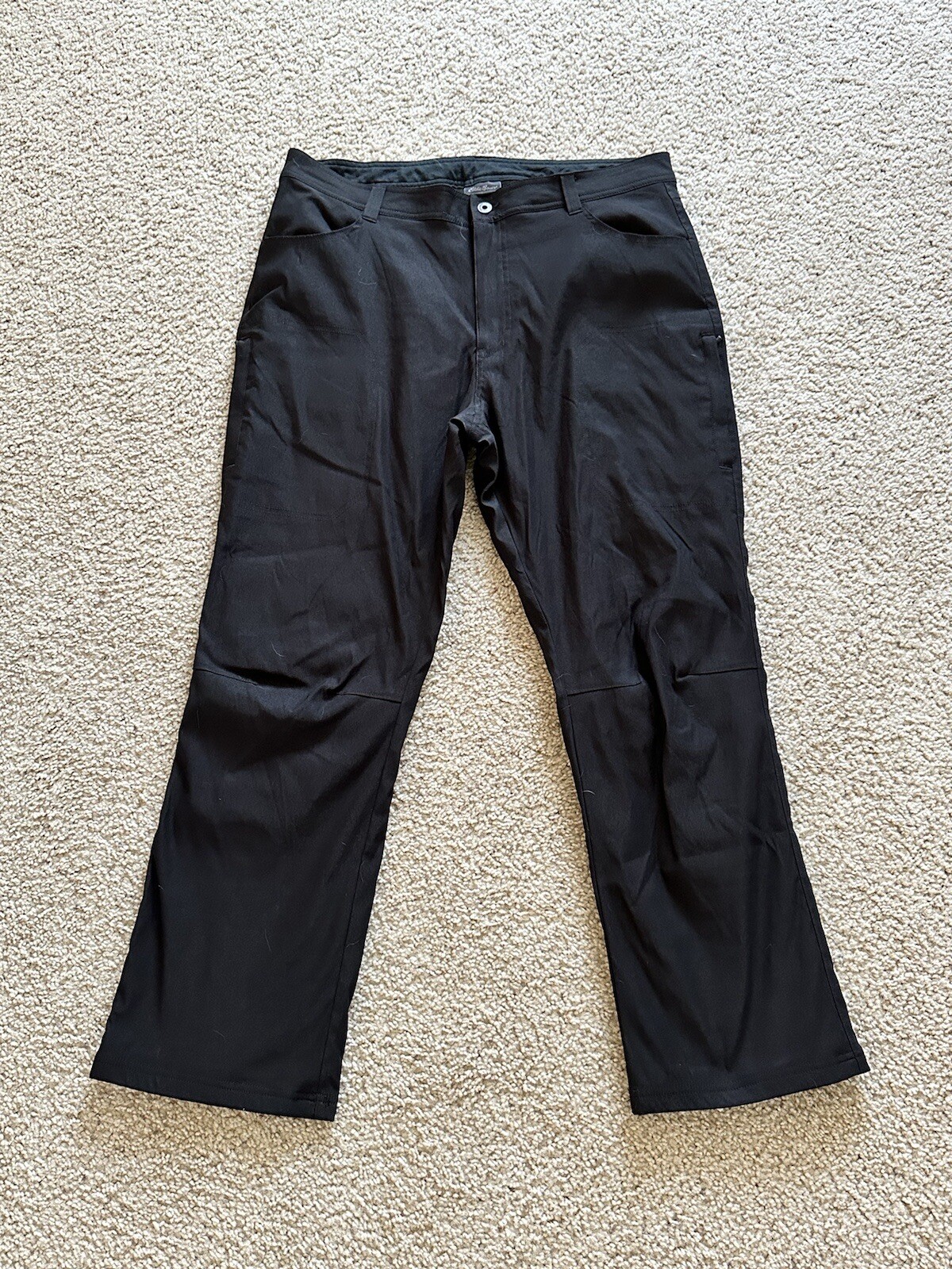 Eddie Bauer Black Fleece Lined Tech Pants Mens Size 38x30 Flat Front