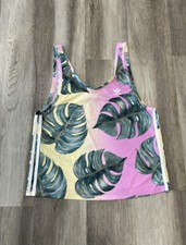 Women  s ADIDAS Original X FARM Top Multicolor Tropical Palm Leaf Brazil Small