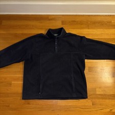Men's Vintage LL Bean Dark Blue 1/4 Snap Mock Neck Fleece Pullover Size XXL-Tall