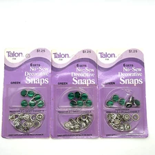 Sewing Bee By Talon Decorative Snap Buttons Green NIP