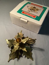 Holly Leaf Candlestick Holder - 6.5” Solid Brass Candle Holder Christmas New