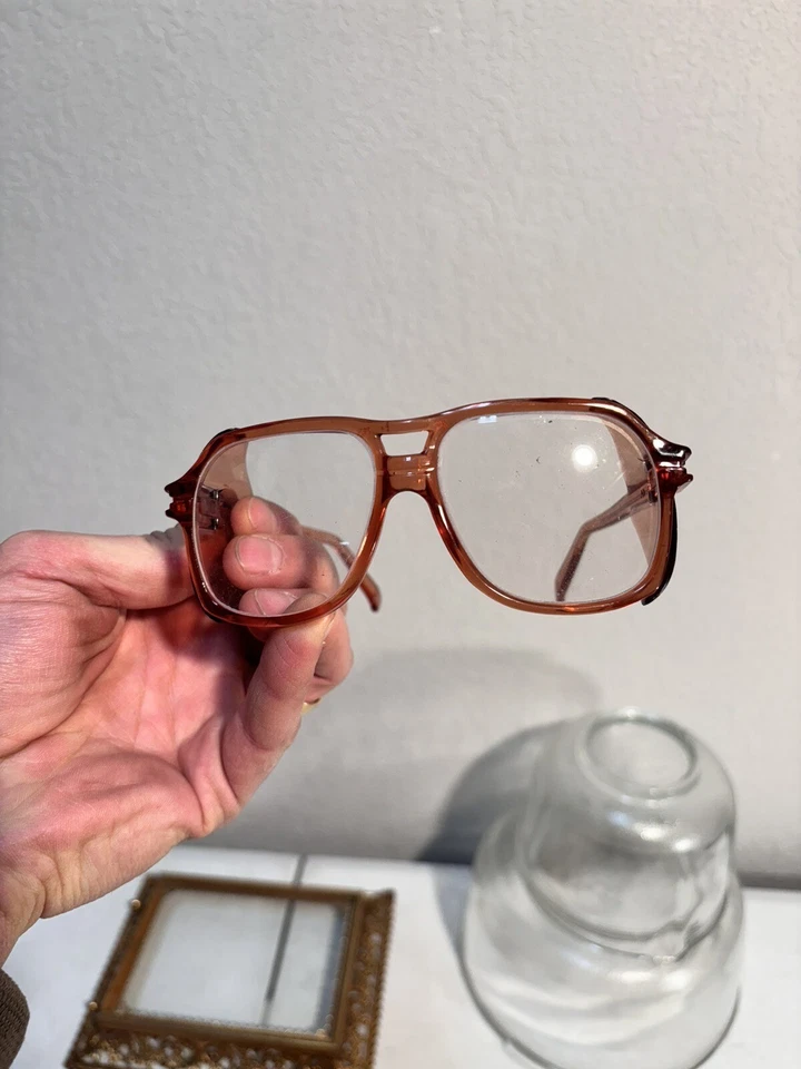 Gafas de seguridad ópticas americanas de colección 5-3/4 Z87 puente de lente 17 rojo transparente STEAMPUNK Foto 2 de 4