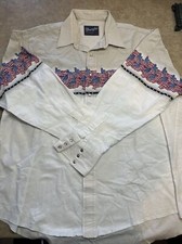 RARE VTG Wrangler Men's Pearl Snap Western Rodeo Cowboy Ranch Shirt XL Flags