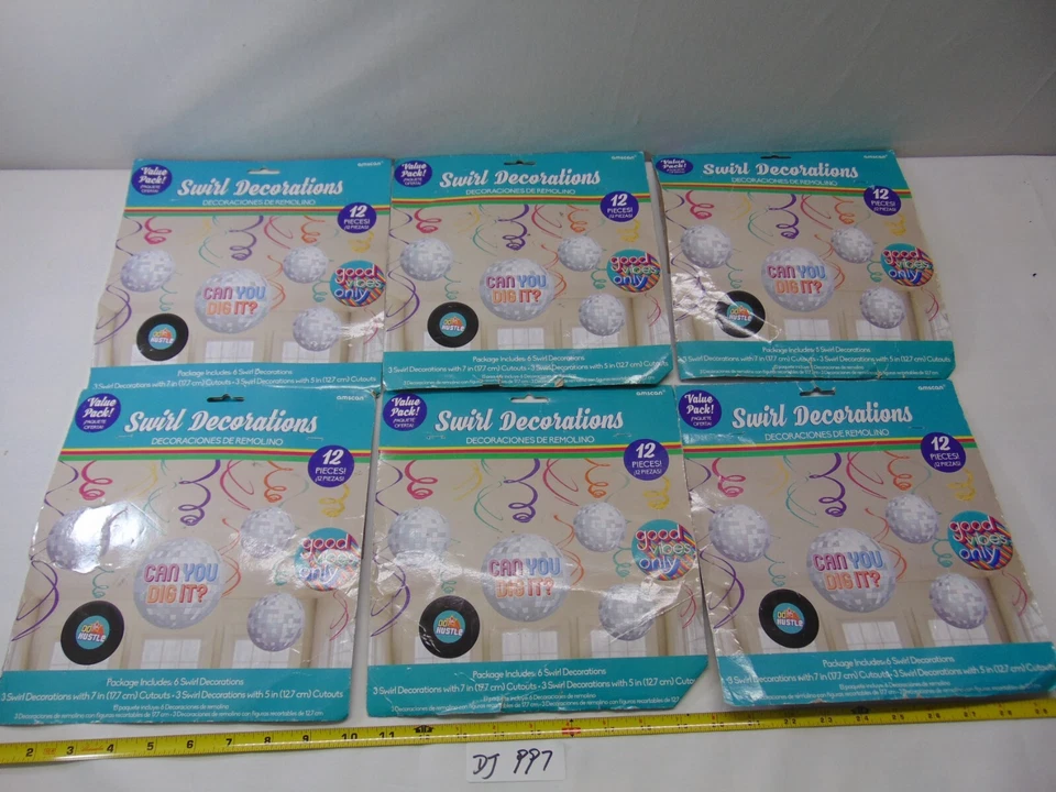 Хорошие вибрации вися фольга вихрь украшения 12 в упаковке 70-х вечеринки лот из 6 упаковок - Изображение 2 из 4