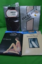 Lot of 4 Pantyhose Large Sized,Black,Diamond Print Tan,Beige,Oatmeal,VTG