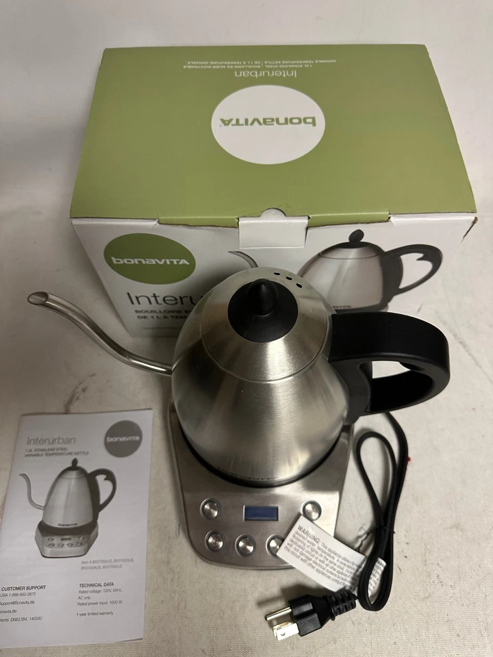 Hervidor eléctrico de cuello de cisne Bonavita de acero inoxidable temperatura variable BV07002US Foto 3 de 4