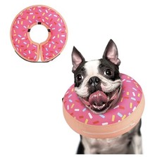Inflatable Dog Recovery Collar Donut Cone Pink Size S Soft Pet E-Collar