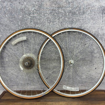 Vintage Ukai 27in Wheelset Road 126 Suntour Freewheel 27 Schrader Clincher 80s