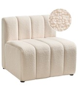 Sessel Bouclé Stoff Hellbeige Breite SitzfläChe Ohne Armlehnen Modern Kage