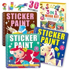 3 Pcs Sticker Paint by Number Kit for Kids DIY Canvas Wall Art Decor Set