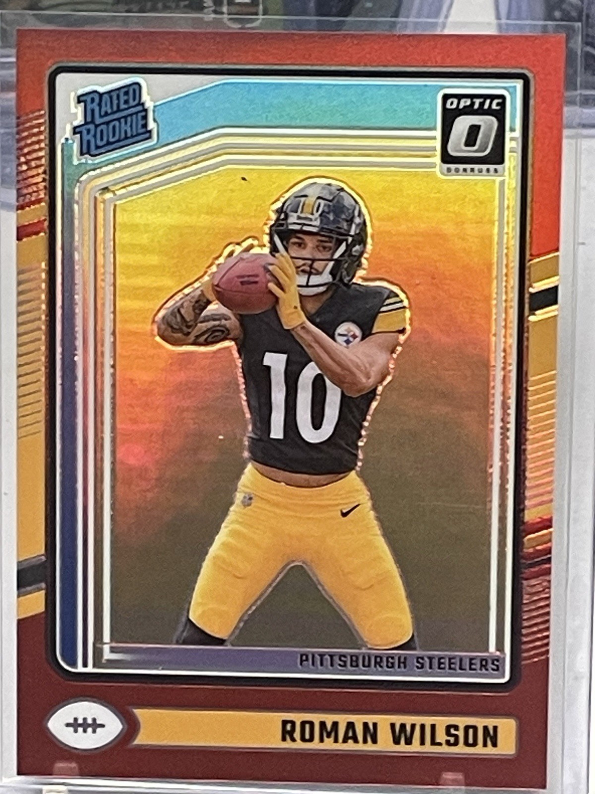 2024 Donruss Optic Football - Red Rated Rookie #285 Roman Wilson /125 Steelers