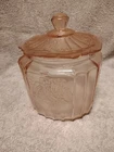 Vintage Anchor Hocking DEPRESSION GLASS Cracker, Cookie Jar MAYFAIR Open Rose