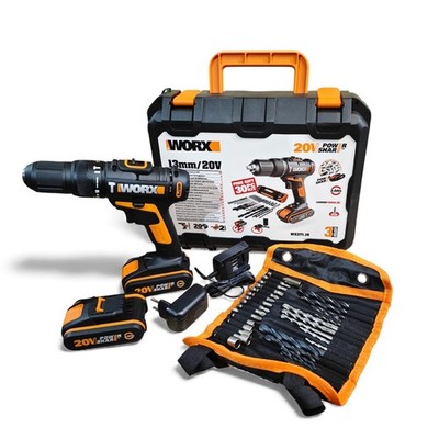 WORX WX371.10 Akku-Schlagbohrschrauber Inkl. 2 x Akku 2 Ah, Ladegerät, 30tlg Zub