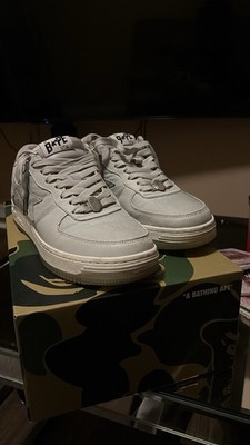 A Bathing Ape BAPE STA White Low Top Lace Up Men's Sneakers Ape Head