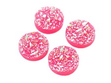 4 Cabochons in pink, bunt funkelnd, 12 mm, Eiskristalle, Resin, Druzystyle