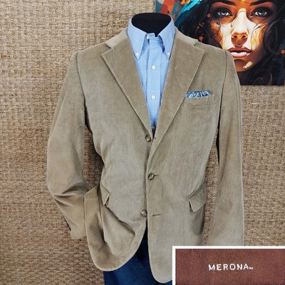 Merona Mens 40L CORDUROY Fall/Winter Sport Coat Light Brown Medium Wale 3-Button