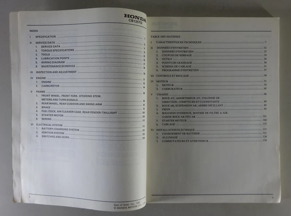 Manual de Taller Honda CB 125 Td Twin Dos Cilindros/Freno de Disco Stand 1982 - Imagen 2 de 4