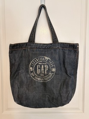 Vintage Gap Denim Large Tote Bag With Logo and Denim Straps