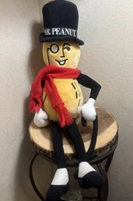 Vintage 1991 MR. PEANUT 26" PLUSH Stuffed Doll w/Cane Hat, Planters Tag