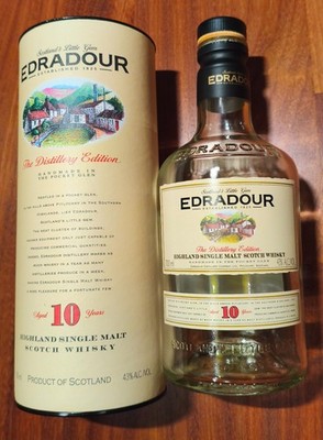 EDRADOUR 10 Dist. Ed. Single Malt Whisky / leere  Flasche 0,7 l mit Tube / TOP !