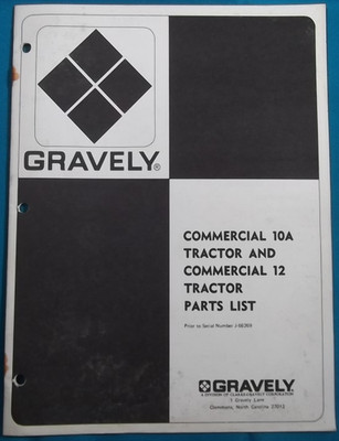 GRAVELY 1556OE1 15561E1 10A 12 COMMERICAL TRACTOR PARTS MANUAL BOOK CATALOG