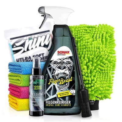 SONAX FelgenBeast Felgenreiniger Set Auto mit Dr. Wack Felgen Detailer 5-teilig