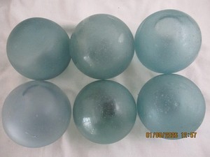 Six Storm Tossed Frosted Japanese Glass Floats Alaska BeachCombed