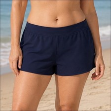 Lands End Swim Shorts 12 L Navy Blue Swimsuit Bottom UPF 50 Beach Pool Coastal
