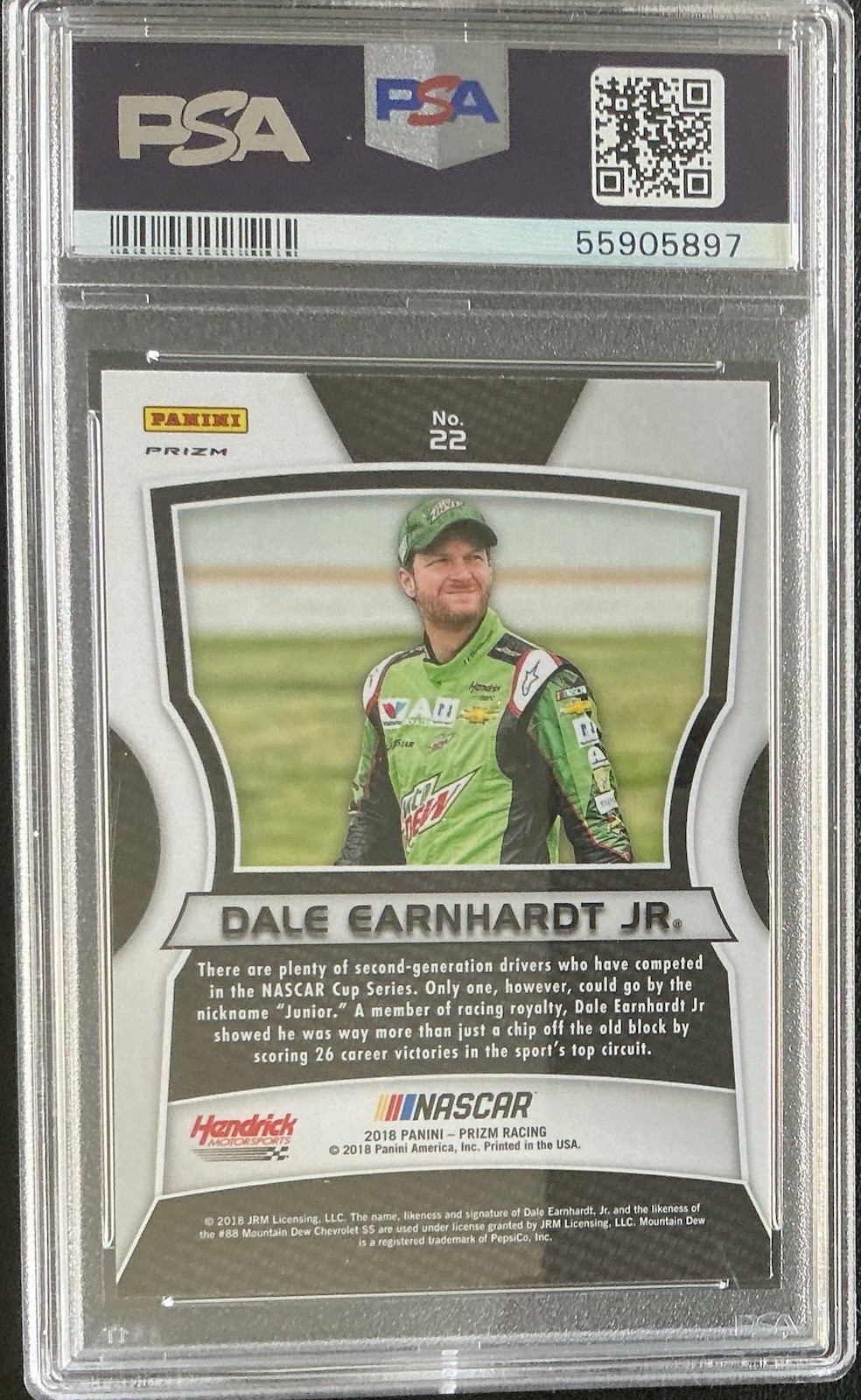 2018 Panini Prizm Nascar Racing Dale Earnhardt Jr “Dale Jr” #22 PSA 9 view 3