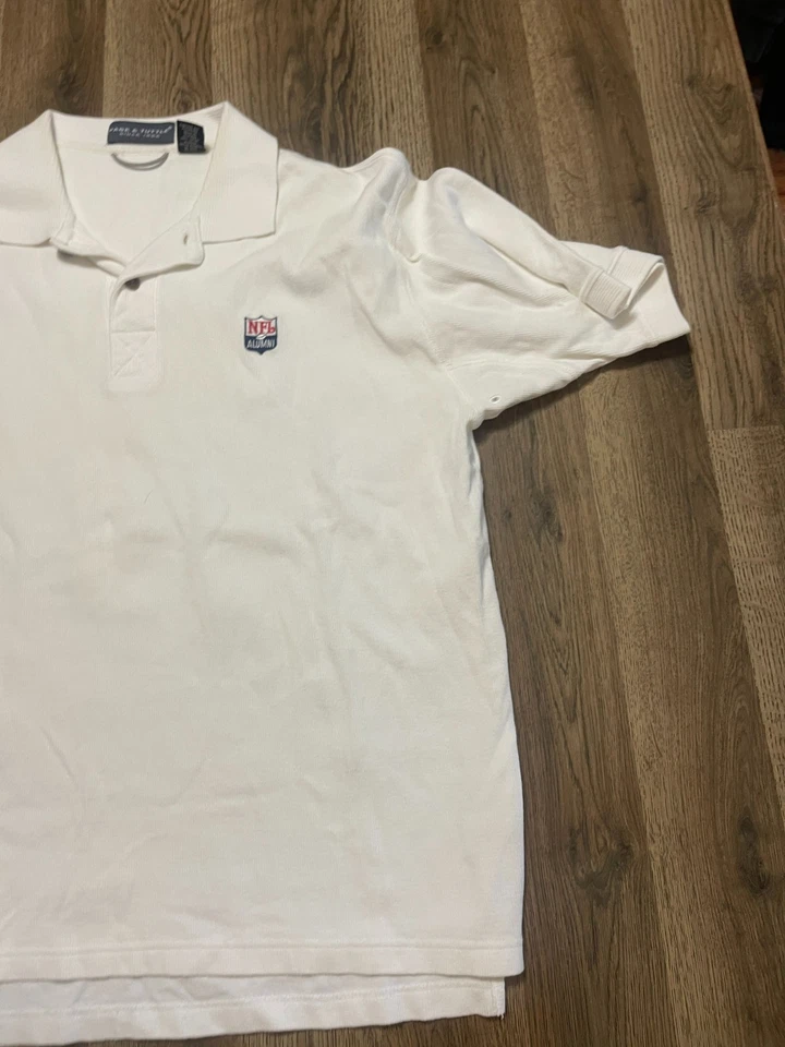 Camisa Page & Tuttle, Masculina Tamanho Grande, Branca, Camisa Polo, Alunos da NFL Bordada - Imagem 4 de 4