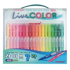 LIVE COLOR Water-Based Twin Marker, Fine & Bullet Dual Tip Marker for Colorin...
