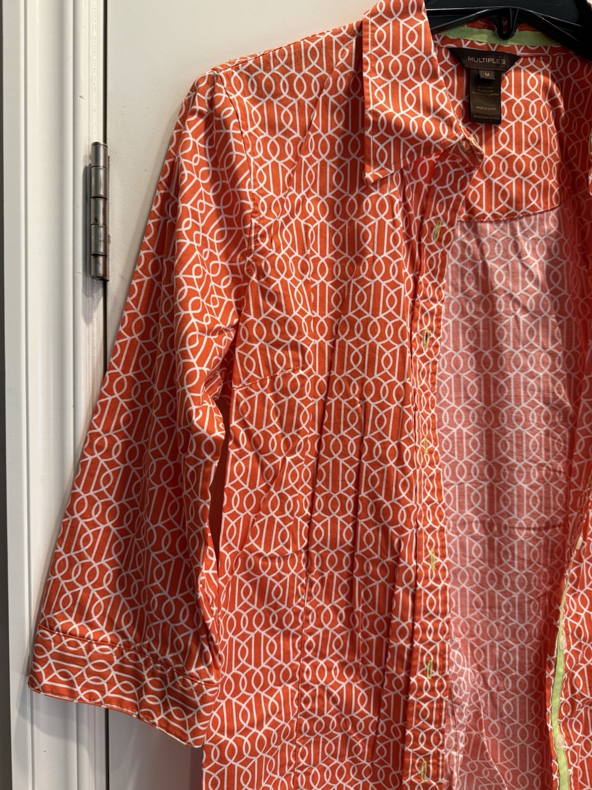 Multiples Women’s Button Up Size Medium Orange Pa… - image 7