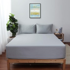 Queen Size Fitted Sheet Only Gray, 100 Egyptian Cotton 600 Thread Count, 16"...